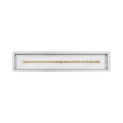 The Outdoor Plus Rectangular Drop-in Pan With Brass Linear Bullet Burner