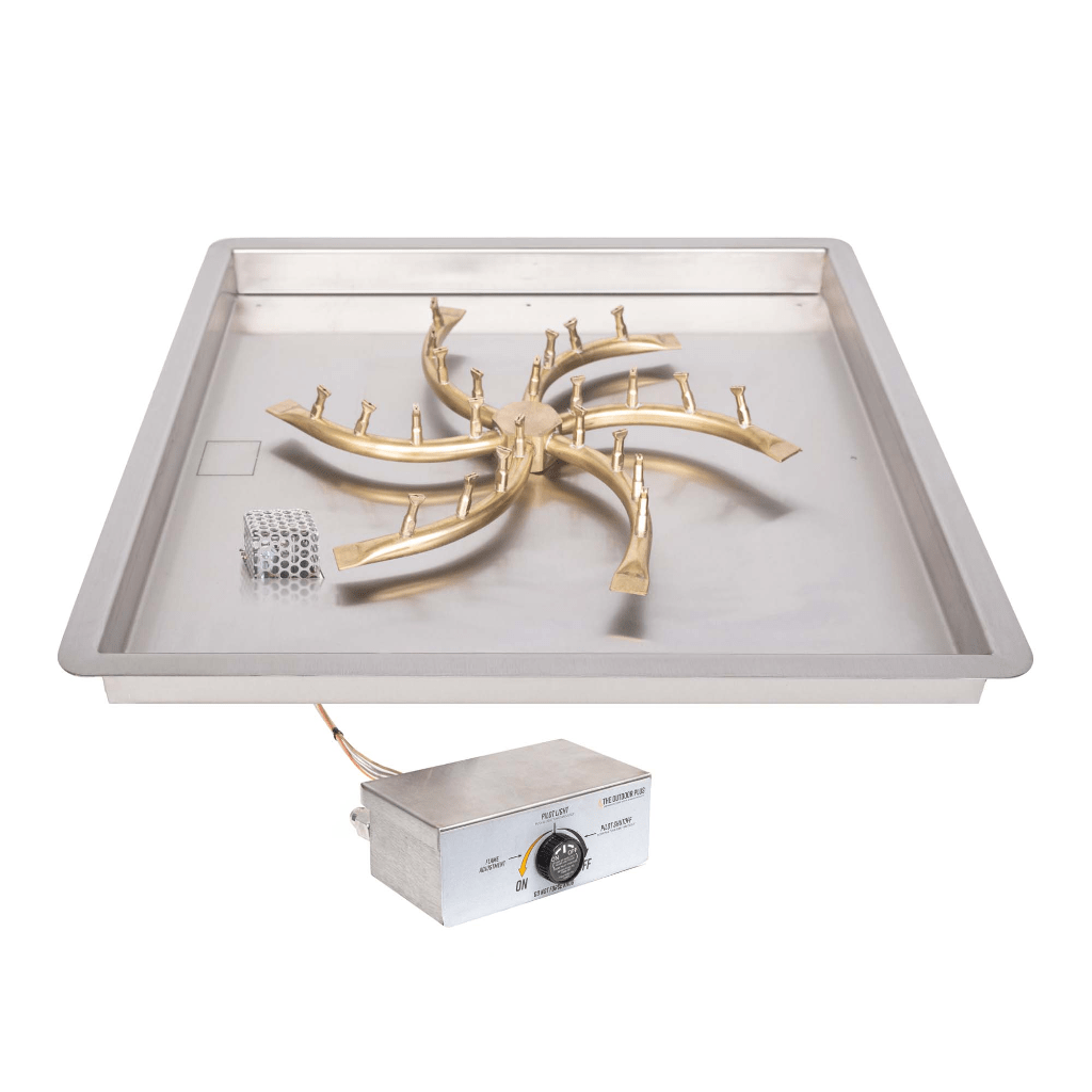 The Outdoor Plus Square Drop-in Pan With Brass Triple 'S' Bullet Burner