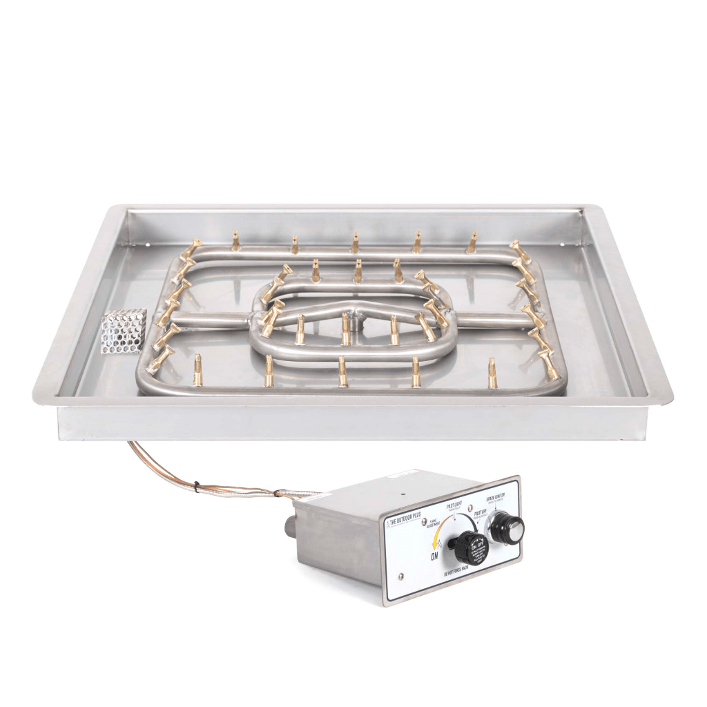 The Outdoor Plus Square Drop-in Pan With Stainless Steel Square Bullet Burner