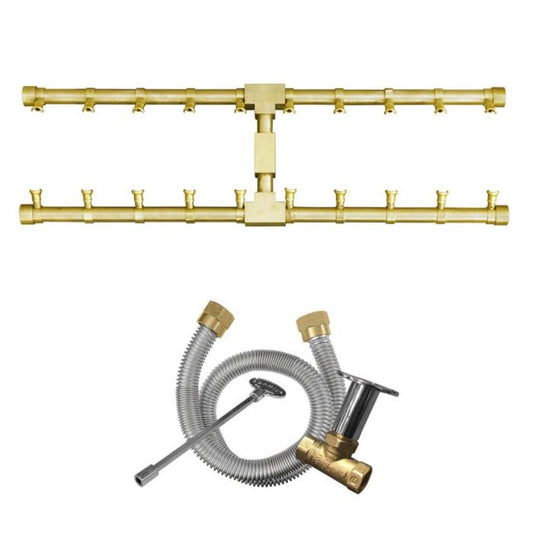 TrueFlame Pro Series Brass Liquid Propane Fire Pit H Burner Kit - 24" x 6.75"