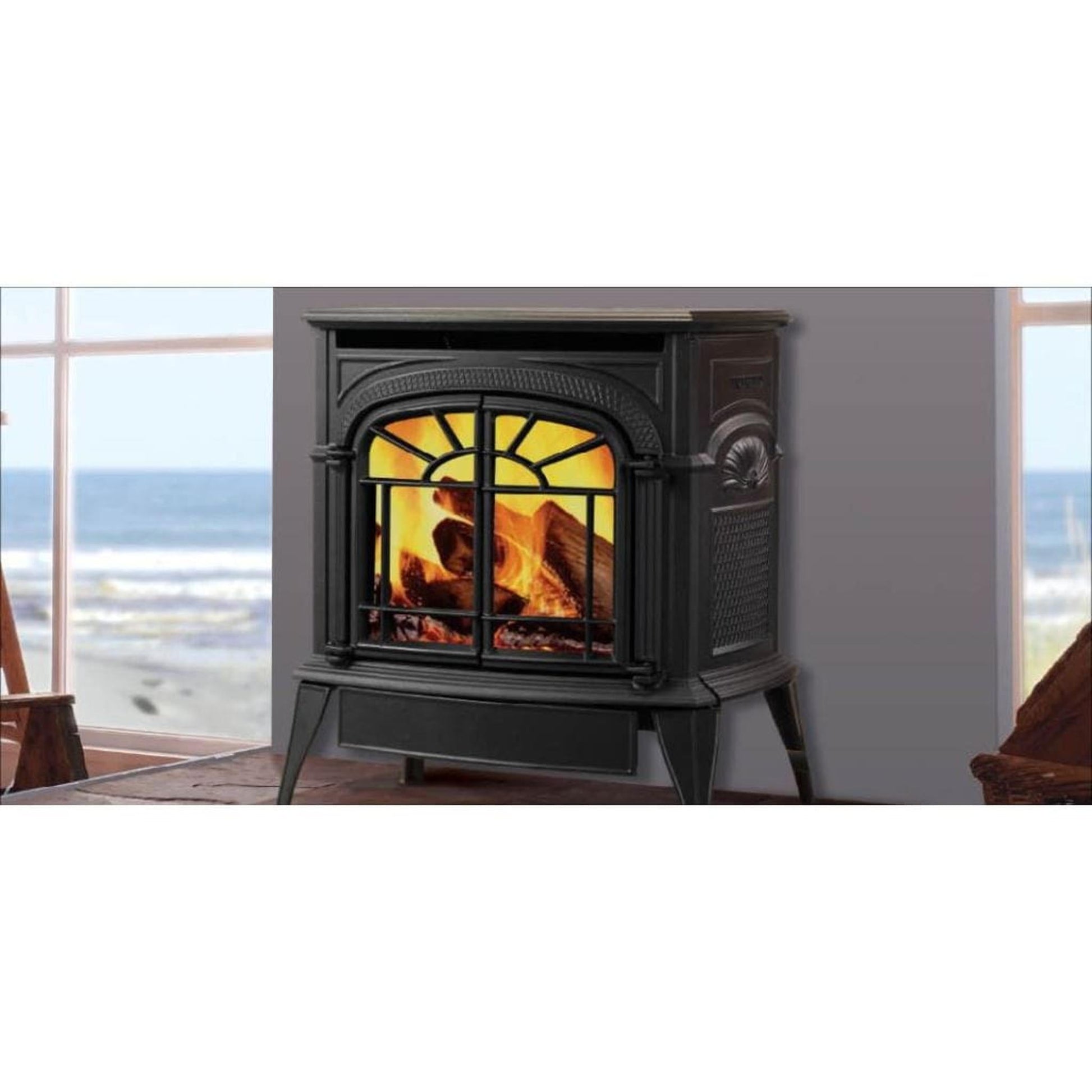 Vermont Castings Intrepid 21" Bordeaux Enamel Direct Vent Propane Gas Stove With IntelliFire Touch Ignition System