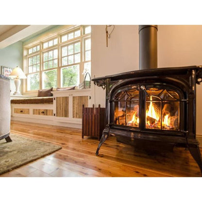 Vermont Castings Radiance 31" Majolica Brown Direct Vent Propane Gas Stove With IntelliFire Touch Ignition System
