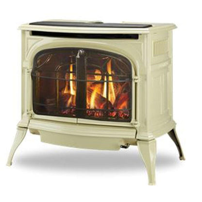 Vermont Castings Radiance 31" Majolica Brown Direct Vent Propane Gas Stove With IntelliFire Touch Ignition System