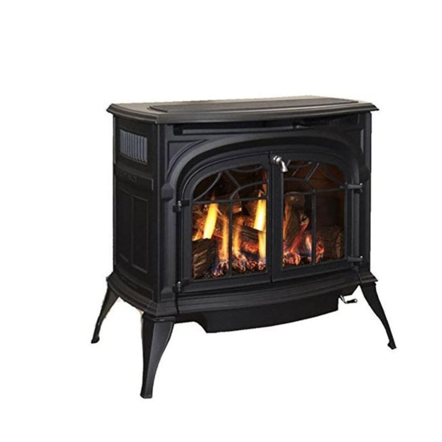 Vermont Castings Radiance 31" Majolica Brown Direct Vent Propane Gas Stove With IntelliFire Touch Ignition System