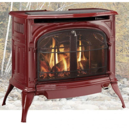 Vermont Castings Radiance 31" Majolica Brown Direct Vent Propane Gas Stove With IntelliFire Touch Ignition System