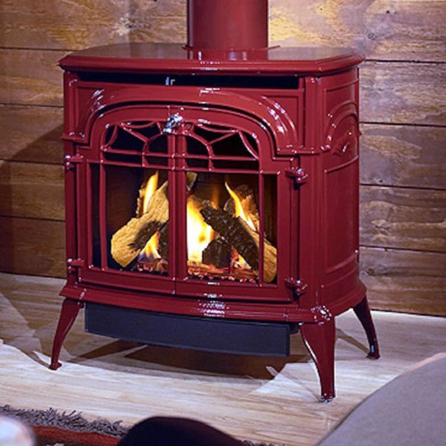 Vermont Castings Radiance 31" Majolica Brown Direct Vent Propane Gas Stove With IntelliFire Touch Ignition System