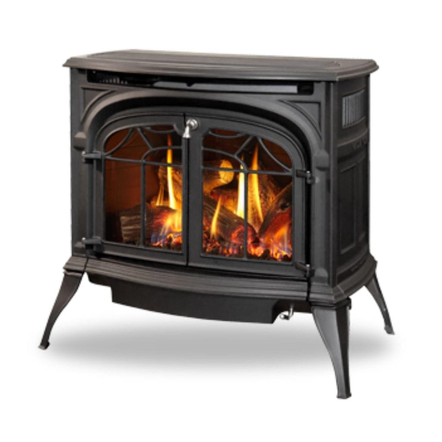 Vermont Castings Radiance 31" Majolica Brown Direct Vent Propane Gas Stove With IntelliFire Touch Ignition System
