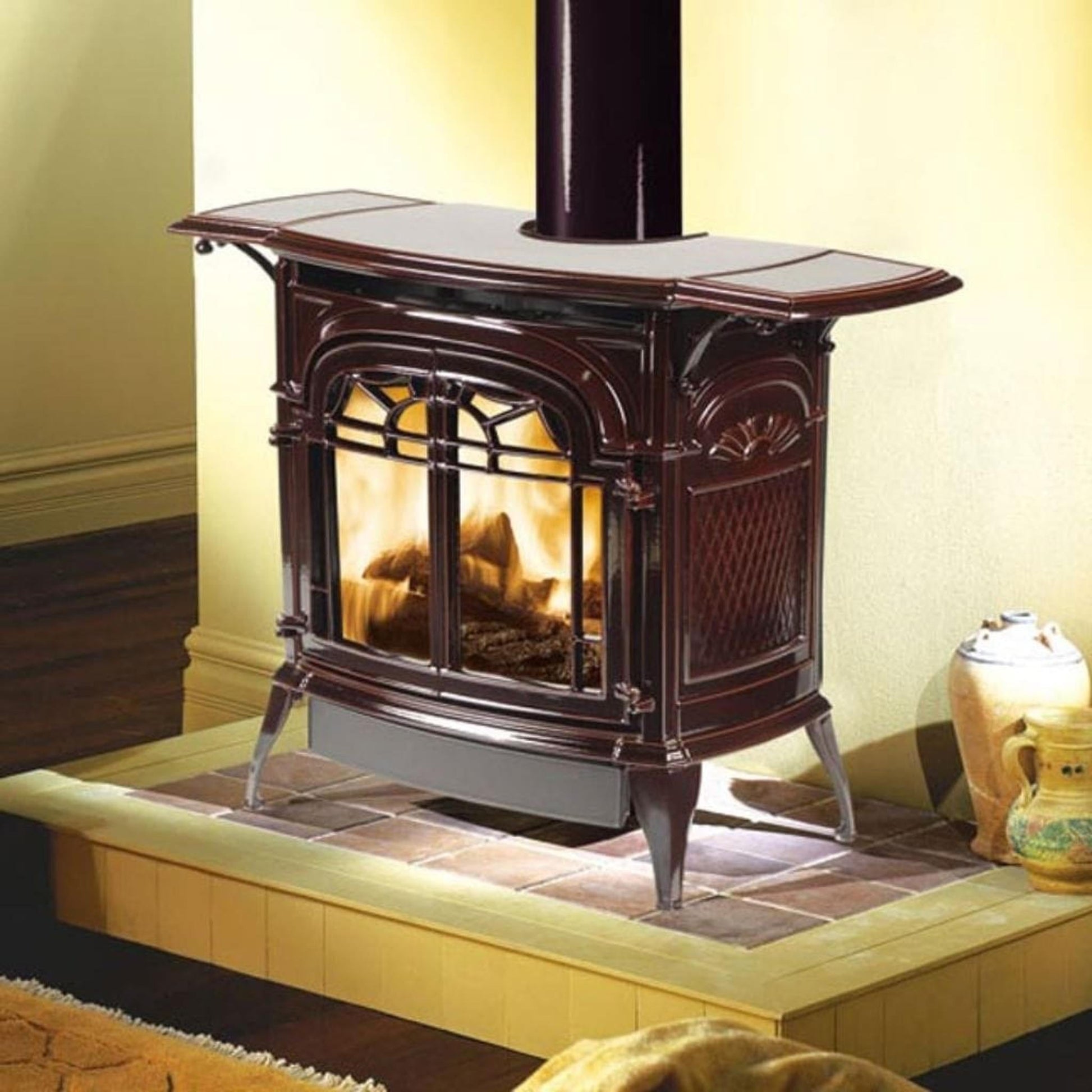 Vermont Castings Stardance 25" Majolica Brown Direct Vent Propane Gas Stove With IntelliFire Touch Ignition System