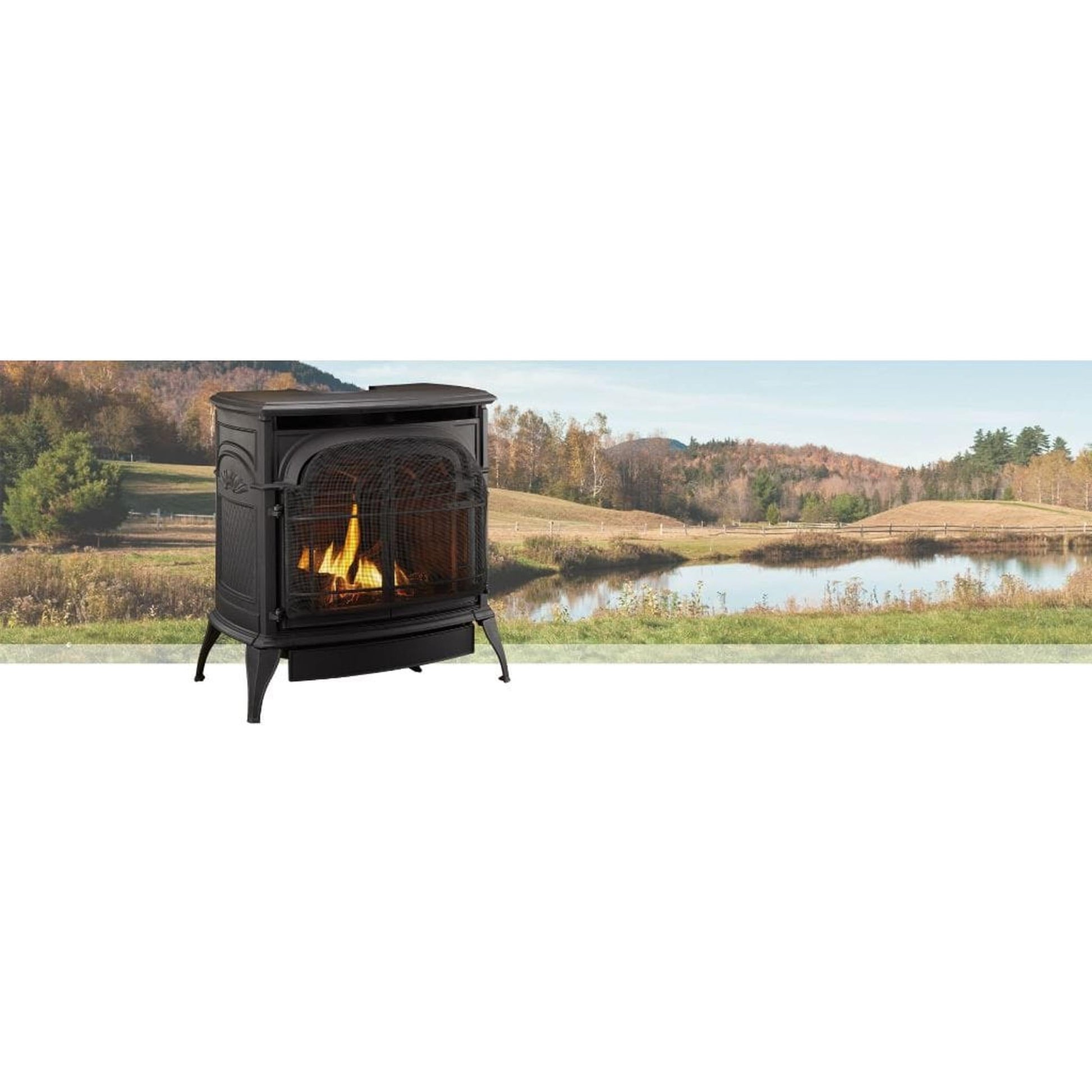 Vermont Castings Stardance 25" Majolica Brown Direct Vent Propane Gas Stove With IntelliFire Touch Ignition System