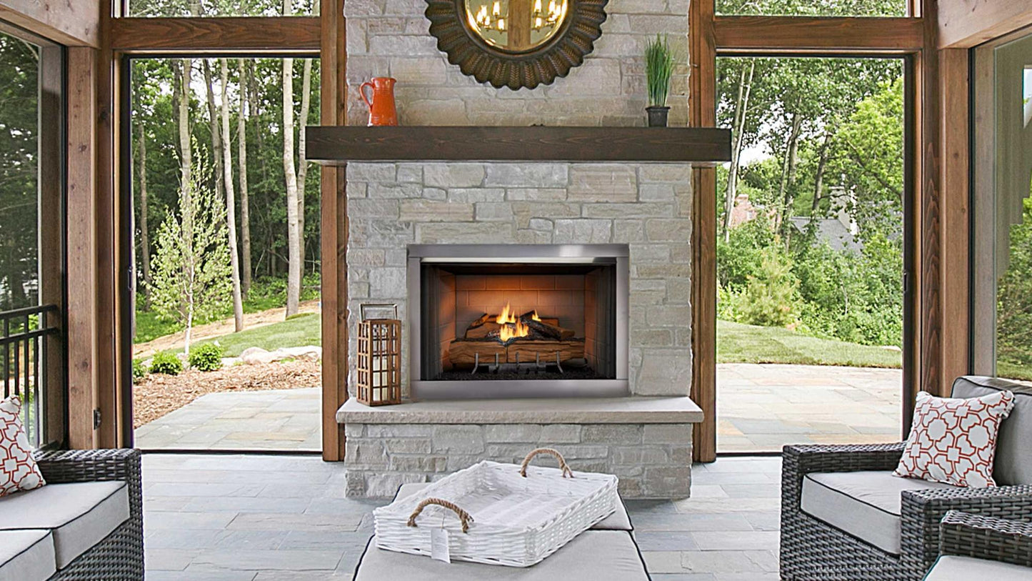 Majestic Vesper 42" Traditional Outdoor Vent Free Gas Fireplace With Traditional Stacked Refractory