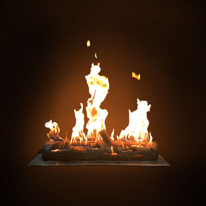 Warming Trends 32" Firestorm Steel Log With Integrated UL150 Crossfire Brass Burner and 38" x 10" Aluminum Plate