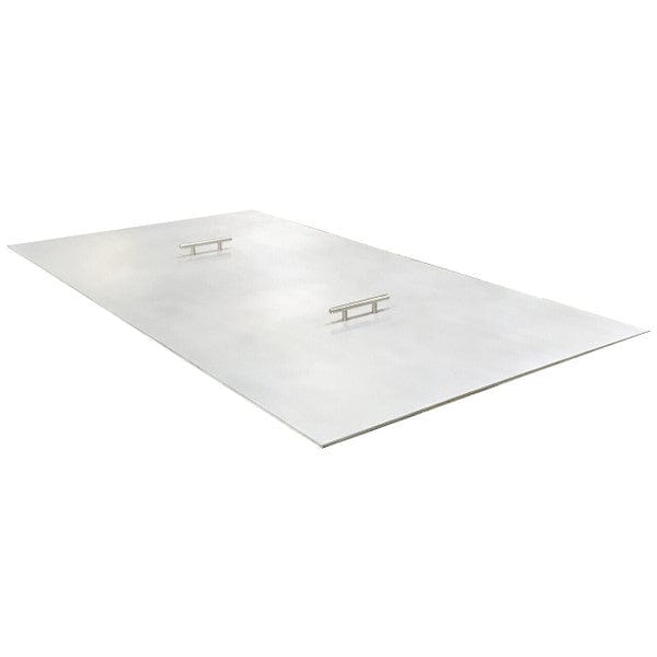 Warming Trends 36" - 42" x 13" - 18" Rectangular Range Brushed Aluminum Fire Pit Cover With Handle