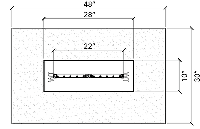 Warming Trends 48" Rectangular Ready-To-Finish Kit With UL110 Linear Crossfire Brass Burner