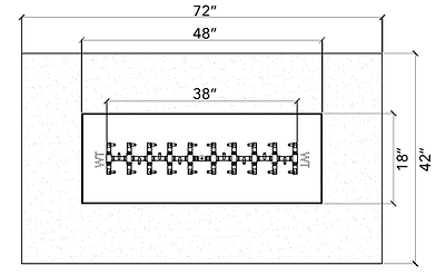 Warming Trends 72" Rectangular Ready-To-Finish Kit With UT290 Tree-Style Crossfire Brass Burner