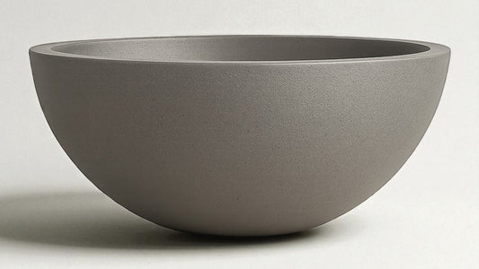 Warming Trends AON 26" Charcoal Finish Glass Fiber Reinforced Concrete Aura Small Bowl With U100 Crossfire Brass Burner and 21" Circular Plate