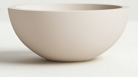 Warming Trends AON 26" White Finsih Glass Fiber Reinforced Concrete Aura Small Bowl With U100 Crossfire Brass Burner and 21" Circular Plate