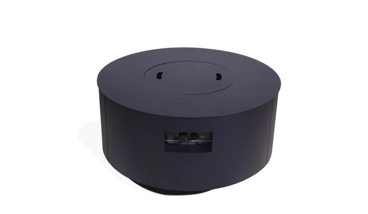 Warming Trends AON 36" Blue Powder-Coated Steel Circular Liquid Propane Fire Table With Push Button Ignition and U100 CrossFire Brass Burner