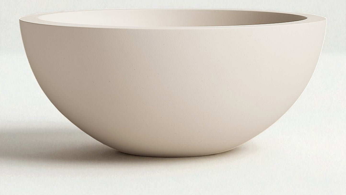 Warming Trends AON 37" White Finsih Glass Fiber Reinforced Concrete Aura Large Bowl With U140 Crossfire Brass Burner and 31" Circular Plate