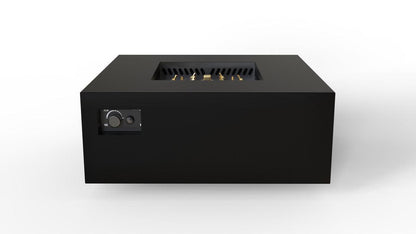 Warming Trends AON 40" Black Powder-Coated Steel Square Liquid Propane Fire Table With Mercury Ignition and U140 CrossFire Brass Burner