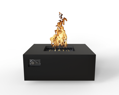 Warming Trends AON 40" Black Powder-Coated Steel Square Liquid Propane Fire Table With Mercury Ignition and U140 CrossFire Brass Burner