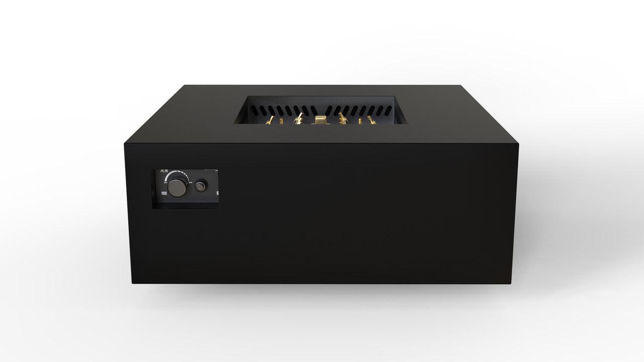 Warming Trends AON 40" Black Powder-Coated Steel Square Natural Gas Fire Table With Mercury Ignition and U140 CrossFire Brass Burner