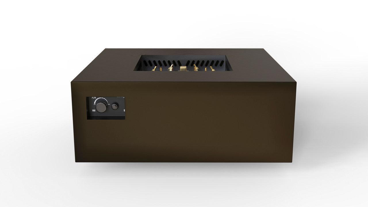 Warming Trends AON 40" Bronze Powder-Coated Steel Square Liquid Propane Fire Table With Platinum Ignition and U140 CrossFire Brass Burner