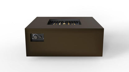 Warming Trends AON 40" Bronze Powder-Coated Steel Square Liquid Propane Fire Table With Push Button Ignition and U140 CrossFire Brass Burner