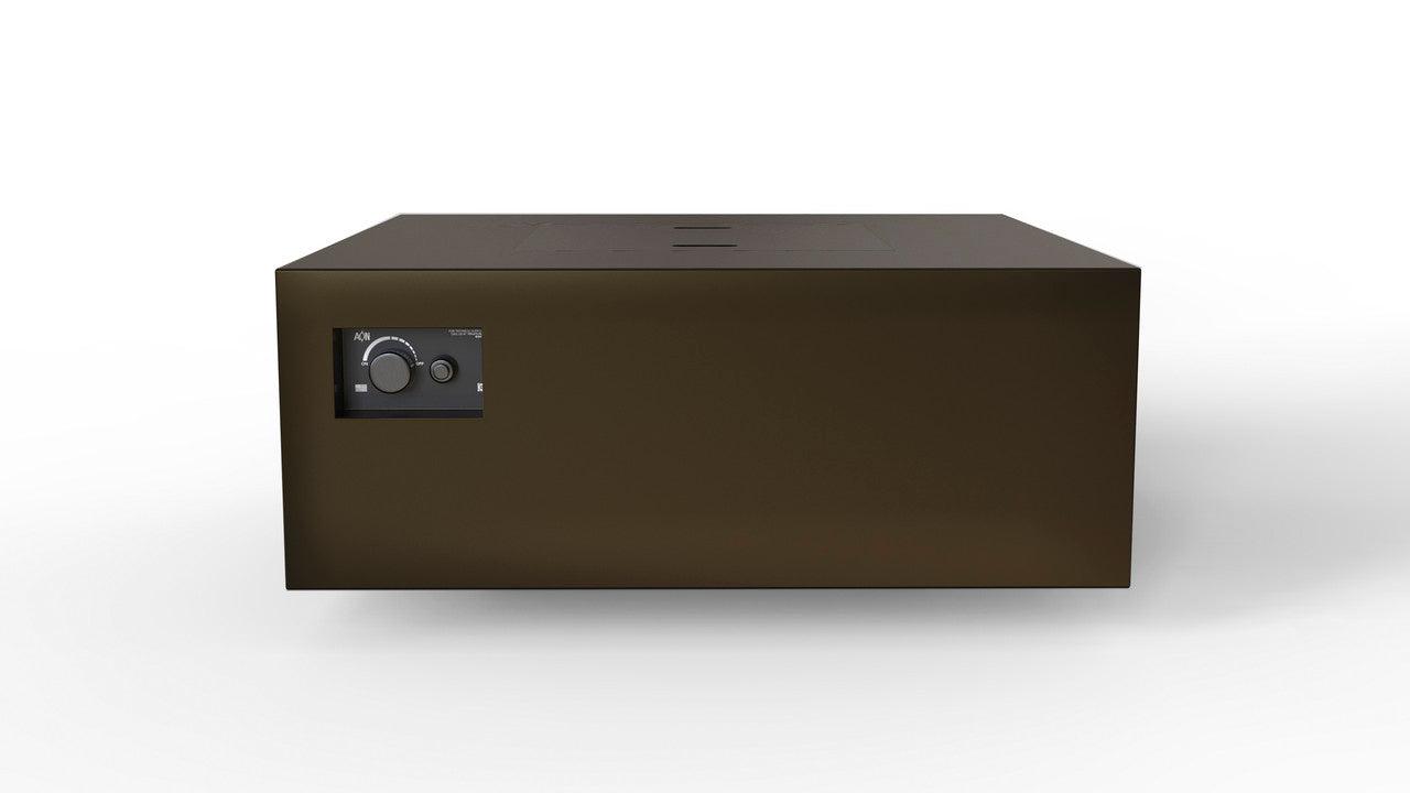 Warming Trends AON 40" Bronze Powder-Coated Steel Square Natural Gas Fire Table With Mercury Ignition and U140 CrossFire Brass Burner