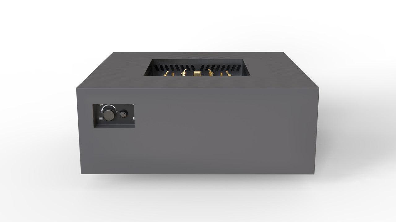 Warming Trends AON 40" Charcoal Powder-Coated Steel Square Natural Gas Fire Table With Platinum Ignition and U140 CrossFire Brass Burner
