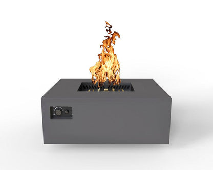 Warming Trends AON 40" Charcoal Powder-Coated Steel Square Natural Gas Fire Table With Platinum Ignition and U140 CrossFire Brass Burner