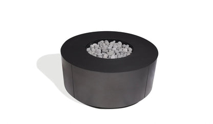 Warming Trends AON 42" Black Powder-Coated Steel Circular Liquid Propane Fire Table With Push Button Ignition and U140 CrossFire Brass Burner