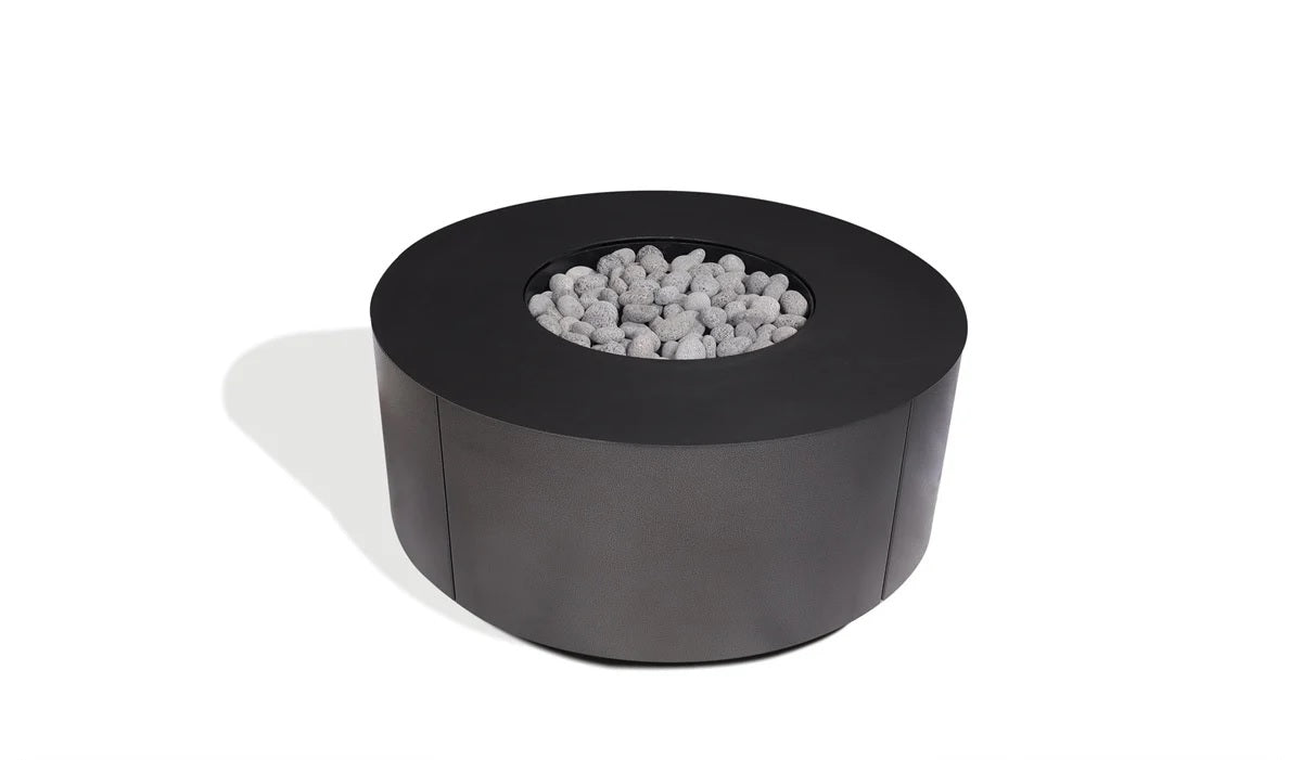 Warming Trends AON 42" Black Powder-Coated Steel Circular Natural Gas Fire Table With Platinum Ignition and U140 CrossFire Brass Burner