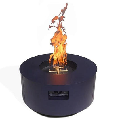 Warming Trends AON 42" Blue Powder-Coated Steel Circular Liquid Propane Fire Table With Mercury Ignition and U140 CrossFire Brass Burner