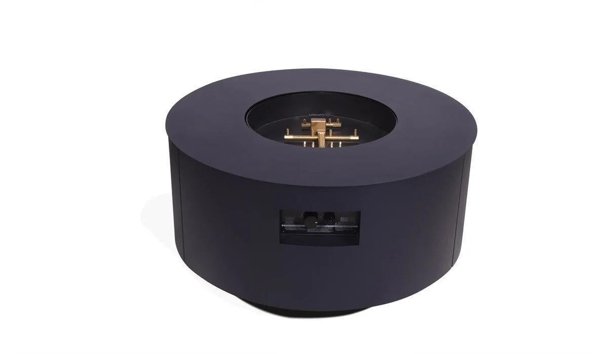 Warming Trends AON 42" Blue Powder-Coated Steel Circular Liquid Propane Fire Table With Push Button Ignition and U140 CrossFire Brass Burner