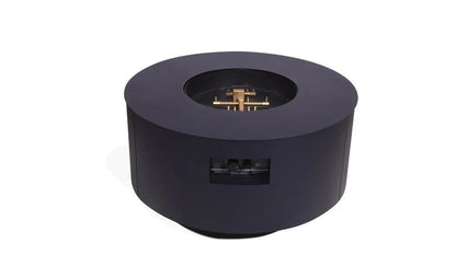 Warming Trends AON 42" Blue Powder-Coated Steel Circular Liquid Propane Fire Table With Push Button Ignition and U140 CrossFire Brass Burner