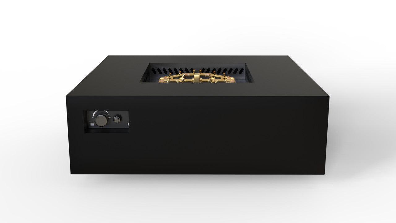 Warming Trends AON 48" Black Powder-Coated Steel Square Natural Gas Fire Table With Platinum Ignition and U180 CrossFire Brass Burner