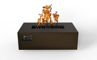 Warming Trends AON 48" Bronze Powder-Coated Steel Rectangular Liquid Propane Fire Table With Platinum Ignition and UT170 CrossFire Brass Burner