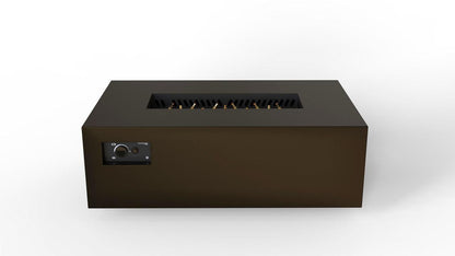 Warming Trends AON 48" Bronze Powder-Coated Steel Rectangular Natural Gas Fire Table With Mercury Ignition and UT170 CrossFire Brass Burner