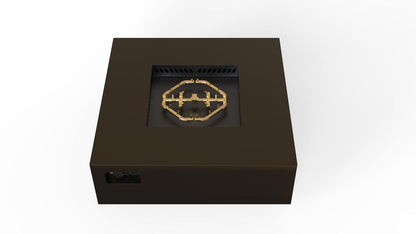 Warming Trends AON 48" Bronze Powder-Coated Steel Square Liquid Propane Fire Table With Mercury Ignition and U180 CrossFire Brass Burner