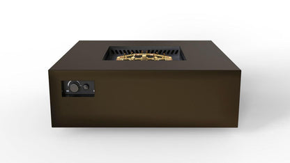 Warming Trends AON 48" Bronze Powder-Coated Steel Square Natural Gas Fire Table With Push Button Ignition and U180 CrossFire Brass Burner