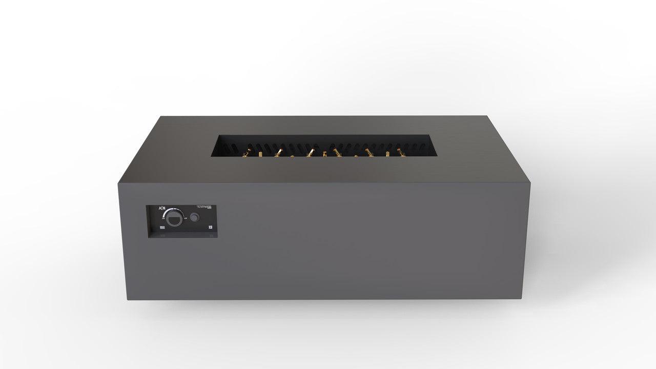 Warming Trends AON 48" Charcoal Powder-Coated Steel Rectangular Liquid Propane Fire Table With Platinum Ignition and UT170 CrossFire Brass Burner