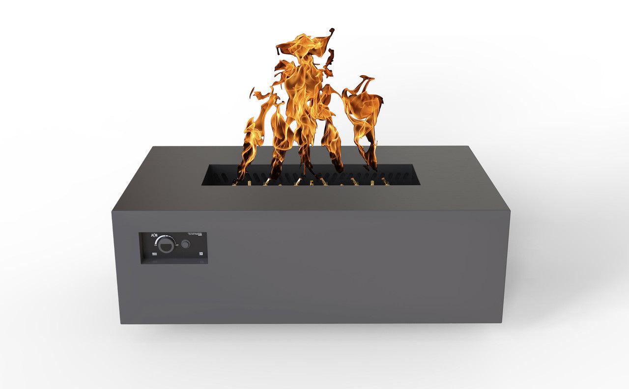Warming Trends AON 48" Charcoal Powder-Coated Steel Rectangular Natural Gas Fire Table With Push Button Ignition and UT170 CrossFire Brass Burner