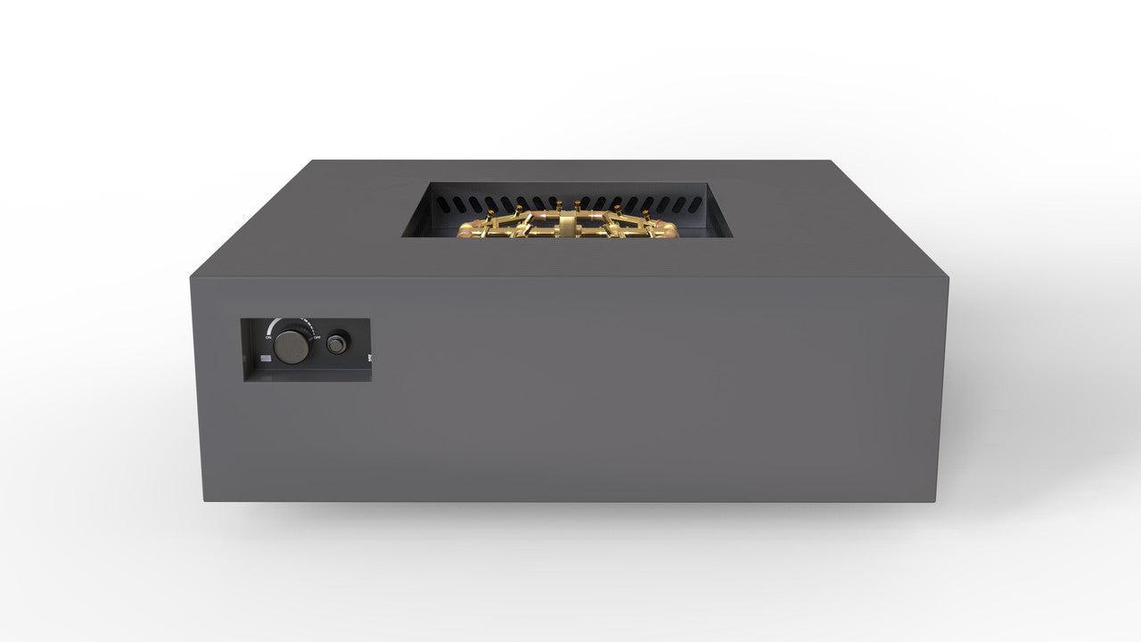 Warming Trends AON 48" Charcoal Powder-Coated Steel Square Natural Gas Fire Table With Platinum Ignition and U180 CrossFire Brass Burner