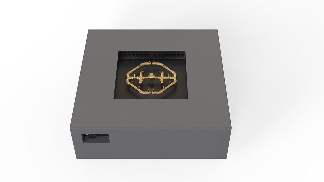 Warming Trends AON 48" Charcoal Powder-Coated Steel Square Natural Gas Fire Table With Platinum Ignition and U180 CrossFire Brass Burner