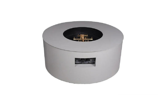 Warming Trends AON 48" Sand Pebble Powder-Coated Steel Circular Liquid Propane Fire Table With Push Button Ignition and U180 CrossFire Brass Burner