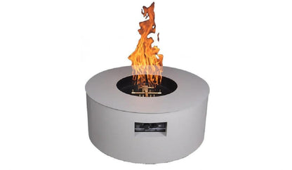 Warming Trends AON 48" Sand Pebble Powder-Coated Steel Circular Natural Gas Fire Table With Mercury Ignition and U180 CrossFire Brass Burner