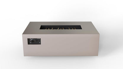 Warming Trends AON 48" Sand Pebble Powder-Coated Steel Rectangular Liquid Propane Fire Table With Push Button Ignition and UT170 CrossFire Brass Burner