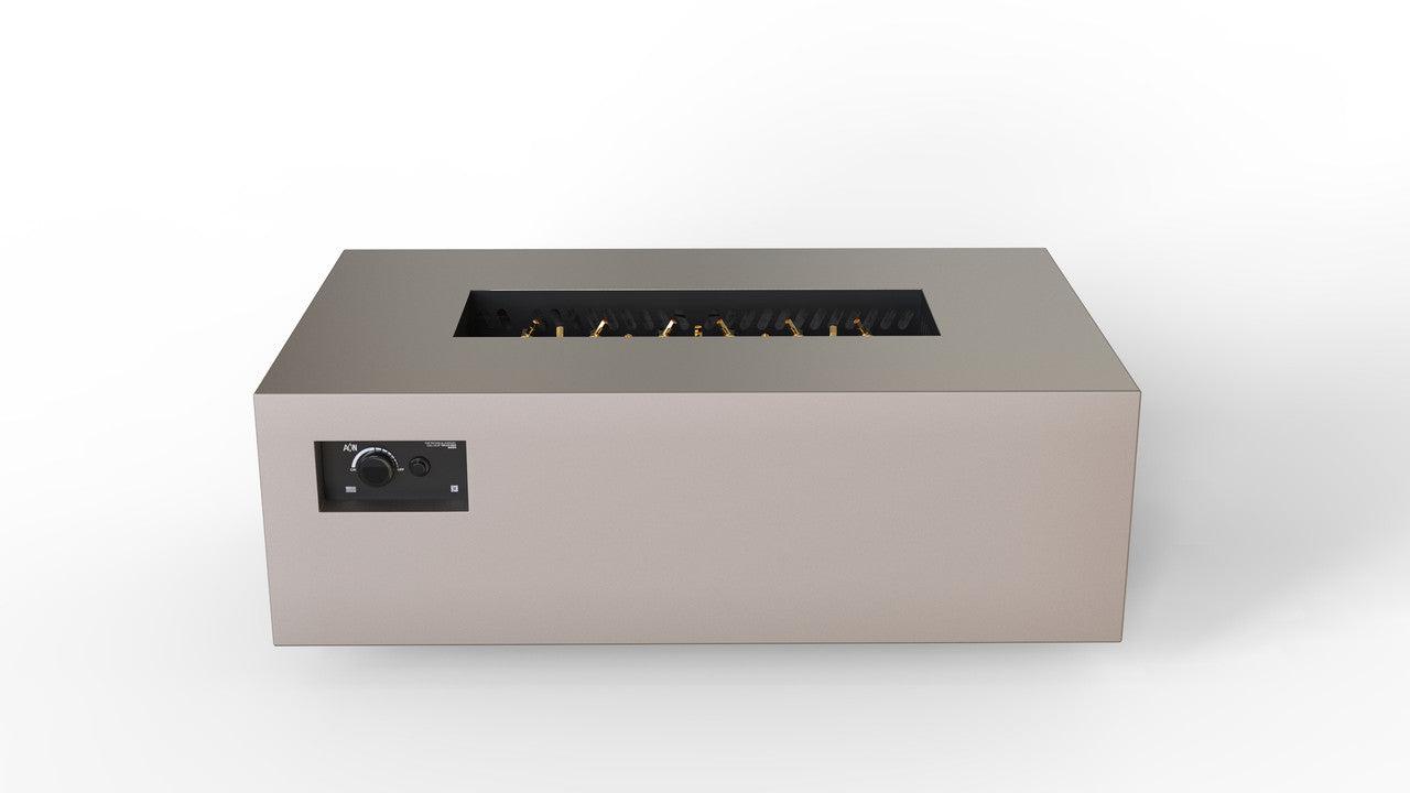 Warming Trends AON 48" Sand Pebble Powder-Coated Steel Rectangular Natural Gas Fire Table With Push Button Ignition and UT170 CrossFire Brass Burner
