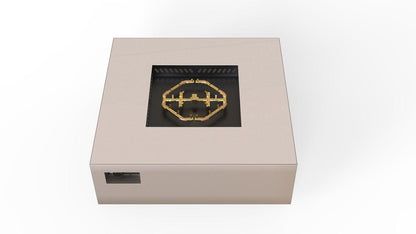 Warming Trends AON 48" Sand Pebble Powder-Coated Steel Square Natural Gas Fire Table With Mercury Ignition and U180 CrossFire Brass Burner