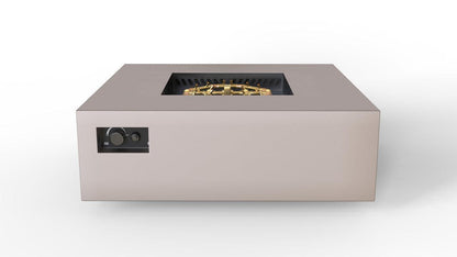 Warming Trends AON 48" Sand Pebble Powder-Coated Steel Square Natural Gas Fire Table With Platinum Ignition and U180 CrossFire Brass Burner